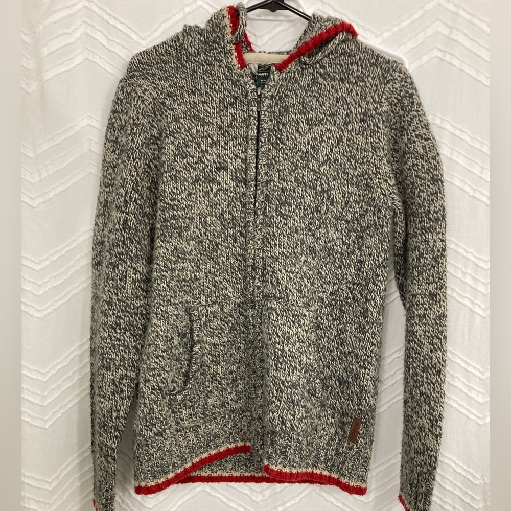 Roots grey-mix knit zip-up sweater. Medium size